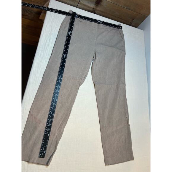 J Jill Linen Stretch Pants Ankle Length Leg Dark Beige Womans Size  M Tall - Picture 3 of 6